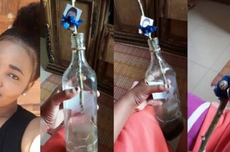 Elle trouve sa photo attachée à une bouteille de fétiche dans le placard de sa meilleure amie